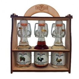 Mini Wood box dried fruit Palinka by Bolyhos 3 x40ml 50%