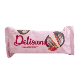 Strawberry Sponge Biscuits with Jelly in Chocolate 135g Delisana